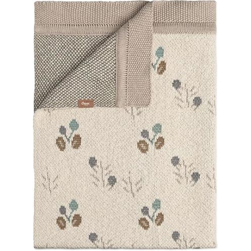 Crane 100% Organic Knitted Poppy Pattern Baby Blanket - Soft Stroller & Crib Blanket for Boys & Girls