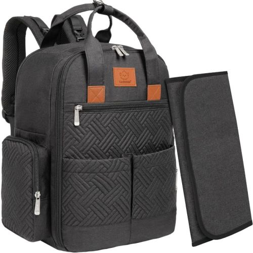 Keababies Bree Diaper Bag Backpack, Waterproof Baby Diaper Bags With Changing Pad, Girl, Boy, 2 Kids Travel Essentials (charcoal)