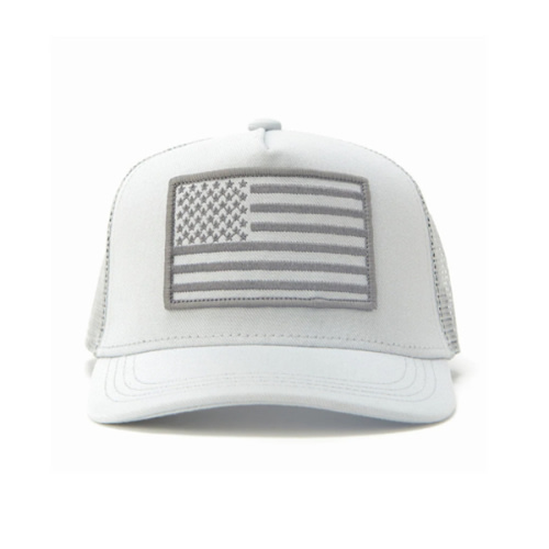 USA Flag Grey Mesh Trucker Hat