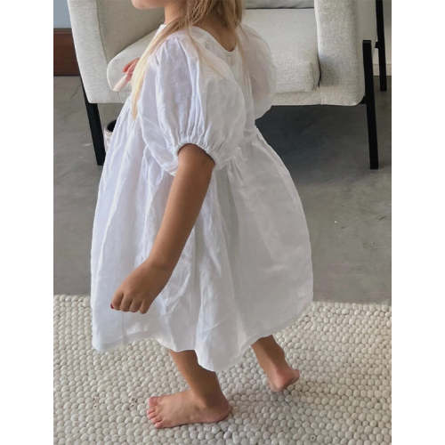 Poppy Dress in White Linen