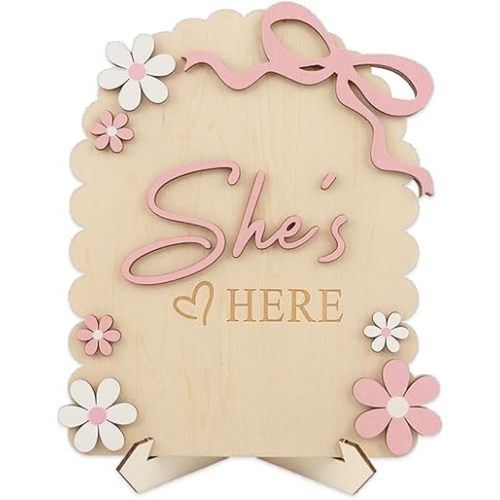 Baby Announcement Sign, Hello World Newborn Sign, Baby Name Welcome Signs, for Baby-Shower Hospital Nursery Newborn, Hospital Photo Props Keepsake Gift (pink)