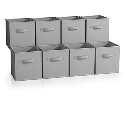 Sorbus Fabric Storage Cubes - 8 Foldable Storage Bins for Organizing Pantry, Cubbies, Toy Box - Clothes Storage & Closet Organizer - 11 Inch Collapsible Cube Baskets for Shelves with Handle