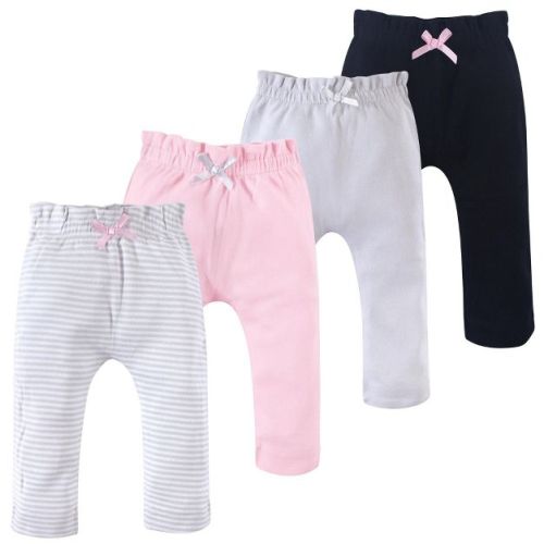 Touched by Nature Basics Infant Baby Organic Cotton Pants 4-Pack, Rose Cloud Pink, 0-3 Months