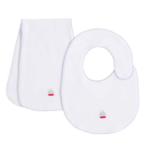 Pinpoint Bib N' Burp Set - Sailboat