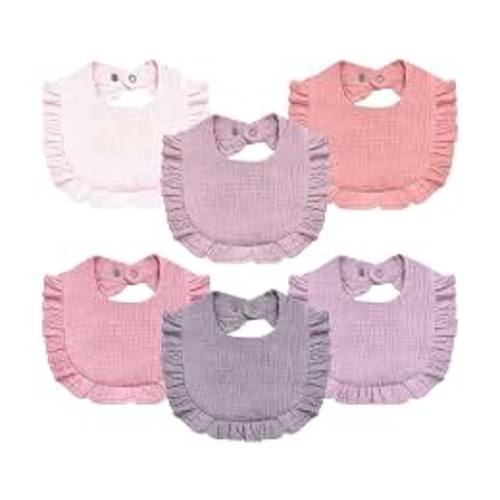 Bearmoss 8 Pack Muslin Baby Bibs for Drooling and Teething, Bibs for Girls