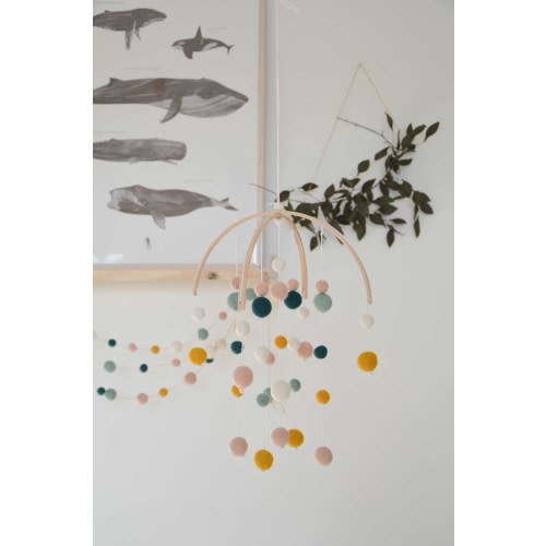 Pastel colored non-gendered decorative mobile or garland of your choice for decorating children's rooms