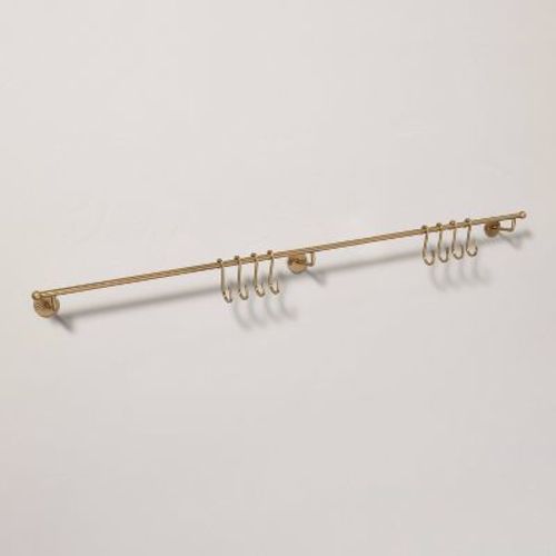 36" Modern Trim Metal S-Hook Wall Rack Brass Finish - Hearth & Hand™ with Magnolia: Mounted Coat & Accessory Storage