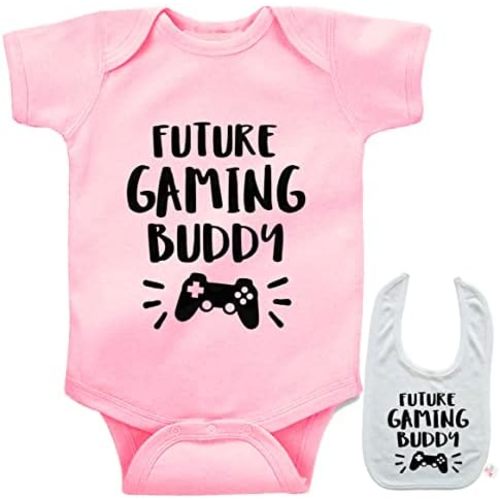 Future Gaming Buddy -Video Games Newborn Baby Shirt Bodysuit Outfit Onesie & Bib