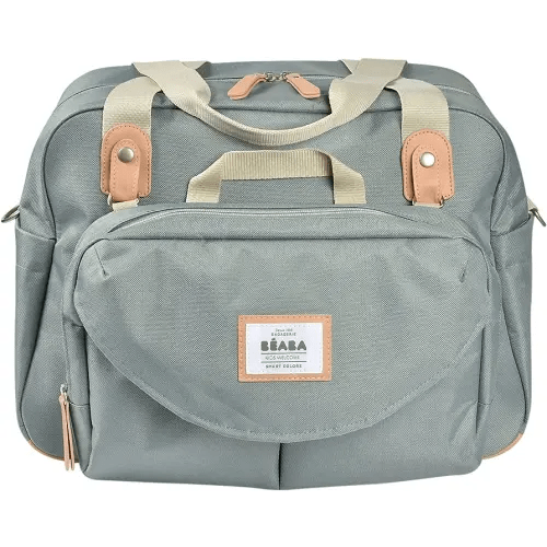 Beaba Geneva Diaper Bag, Multifunction Baby Diaper Bag, Diaper Bag with Bag Strap for Baby Stroller, Changing Pad, Insulated Bag, Baby Must Haves, Sage