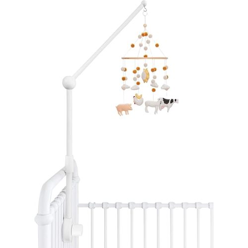 Baby Crib Mobile Arm Wooden Holder - Baby Mobile Hanger for Crib (31 inch, 100% Natural Beech Wood) Strong Anti Slip - Nursery Decor & Gift Accessories (White)