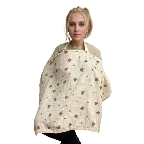 ICOPUCA Muslin nursing cover breastfeeding cover multifunctional cover blanket breathable and soft Cute bear