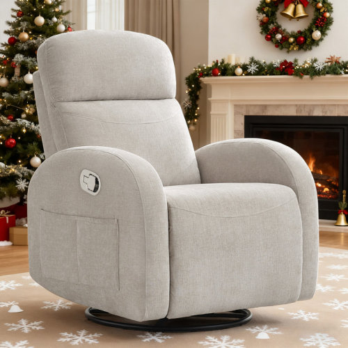 Latitude Run® Delba 37"Modern Upholstered Chenille Manual Swivel Rocker Glider Recliner Nursery Chair & Reviews | Wayfair