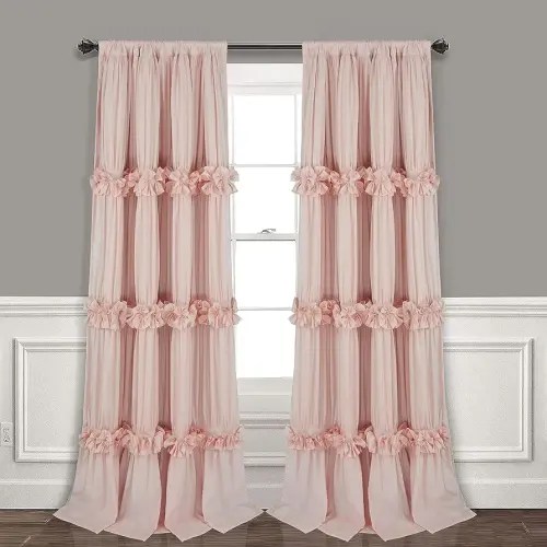 2 paneles de cortinas opacas con aislamiento térmico, 54 pulgadas de ancho x 84 pulgadas de largo, cortinas bohemias con 3 filas de flores de mariposa, cortinas rústicas con bolsillo para barra, rosa melocotón (LQ-30)
