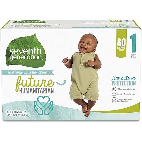 Seventh Generation Baby Diapers Size 1 Sensitive Protection Free & Clear Size 1, 80 Count