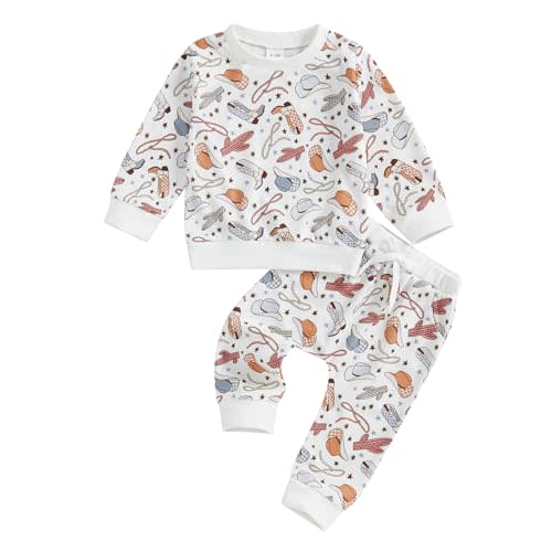 Toddler Baby Girl Fall Outfits Cute Print Long Sleeve Sweatshirt Tops and Pants Infant 2Pcs Clothes Sets
