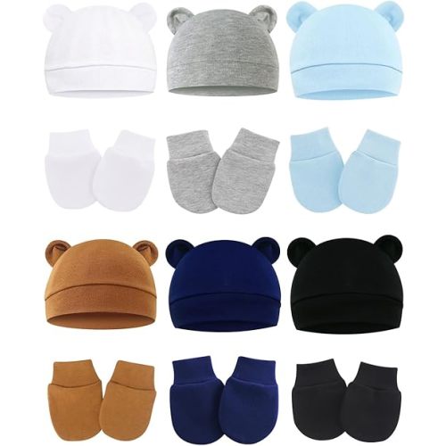 Cute Baby Mittens Newborn, No Scratch Baby Boy Mittens, Baby Girl Hat Gloves for Toddlers, Infant, Newborn