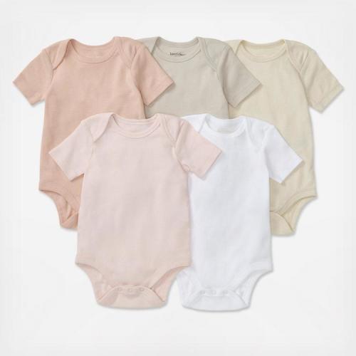 Burt's Bees Baby, Basics Short Sleeve Bodysuit, Set of 5 | Zola Baby