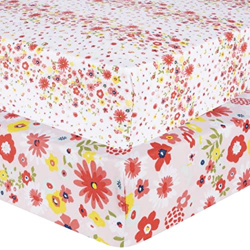 Sammy & Lou Floral Sprinkles 2-Pack Microfiber Fitted Crib Sheet Set, Fits Standard Crib Mattress 28 in x 52 in; Fully Elasticized,