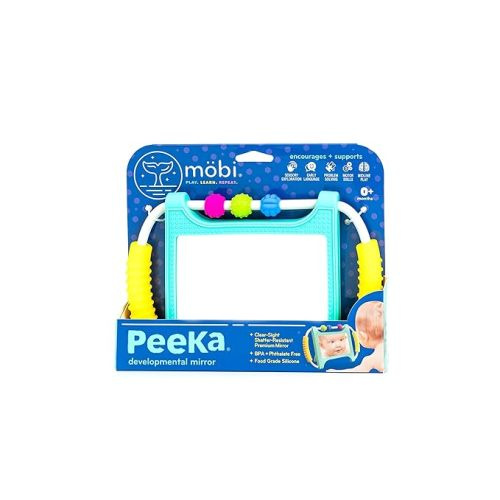 MOBI PEEKA TUMMY TIME MIRROR - Baby Essentials for your baby - Tummy Time Mat - Baby Toy 0-6 months - Shatterproof Mirror for Baby BPA + Phthalate Free Food Grade Silicone - Baby Mirror Tummy Time Toy - Peeka