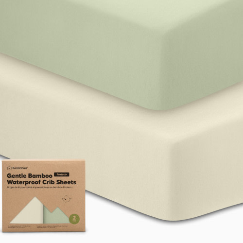 KeaBabies 2-Pack Isla (Protect+) Waterproof Crib Sheets - Sage