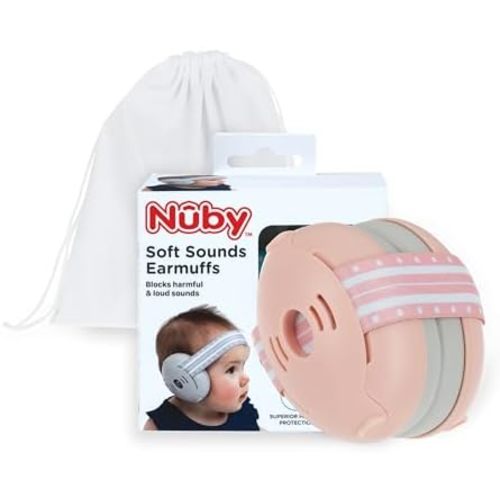 Nuby Soft Sounds - Adjustable Baby Earmuffs for Protection Against Loud Noises
