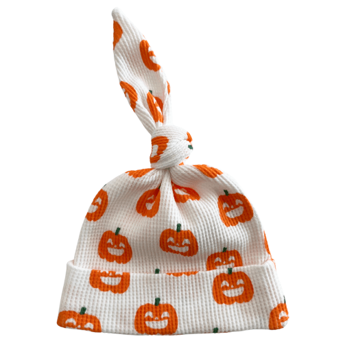 Organic Waffle Knot Beanie, Jack-O-Lantern