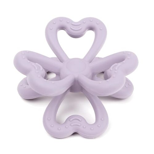 Haakaa Silicone Clover Teether Toy - Food Grade Silicone Teething Toys for Babies 3-6 Months 6-12 Months, Soft & Easy Hold Chew Toy for Infant, BPA Free (Oat)