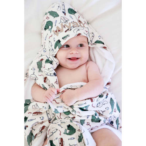 Embroidered Bamboo Hooded Towel in Off the Hook | Caden Lane