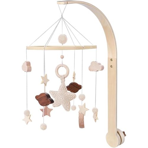 Baby Crib Mobile for Boys Girls - Nursery Mobile for Crib with Stars Clouds Moon Theme | Boho Nursery Mobile | Baby Shower Set for Infant Bedroom Hanging Decoration