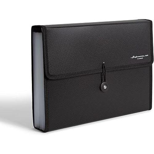 U Brands Expandable 13-Pocket Performance Poly File Folder, Black, 1 Count