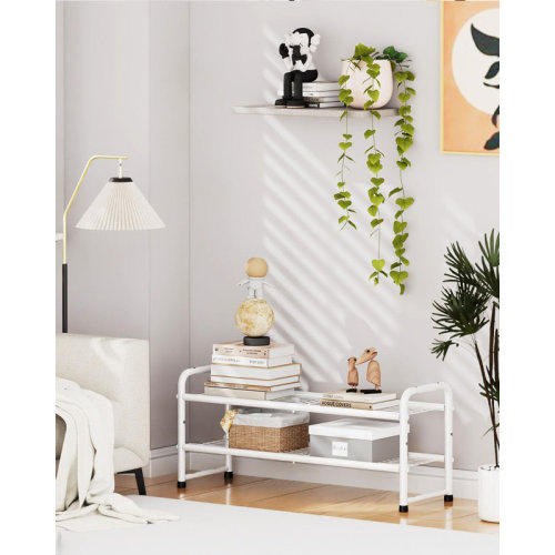 Rebrilliant 32'' Wide 2-Tier Wire Grid Shoe Rack for Closet, Stackable and Adjustable Shoe Shelf & Reviews | Wayfair