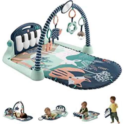 Fisher-Price Baby Playmat Kick & Play Piano Gym with Musical and Sensory Toys for Newborn to Toddler, Navy Fawn