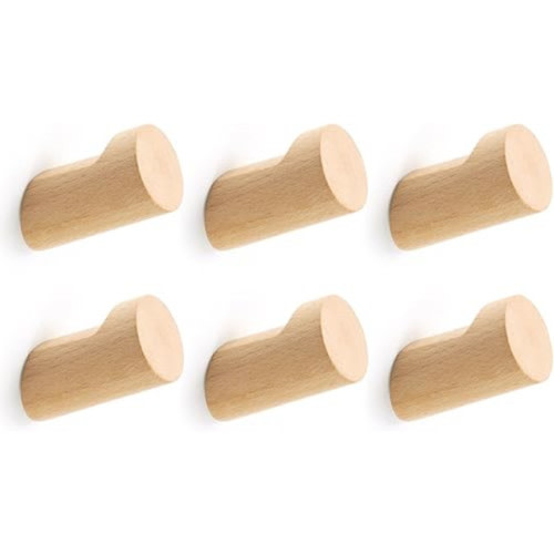 Optish Wood Wall Hooks for Hanging, 6 Pack
