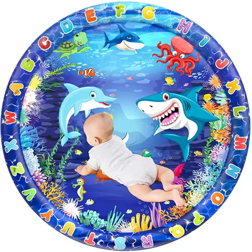 40" Tummy Time Water Mat, Inflatable Water Mat for Babies and Toddlers, Play Activity Center for Newborn Babies, Ideal Baby Toys Promoting Brain Development Sensory Stimulation