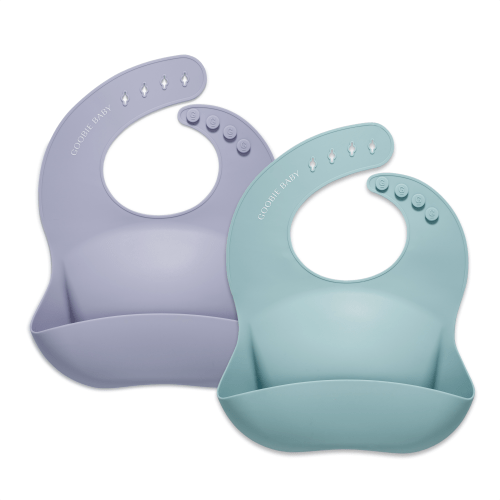 Silicone Baby Bib Set - Sea Glass/Lilac – Goobie Baby