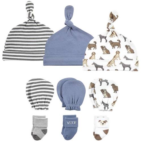 Infant Boy Caps, Mittens and Socks Set, Dog