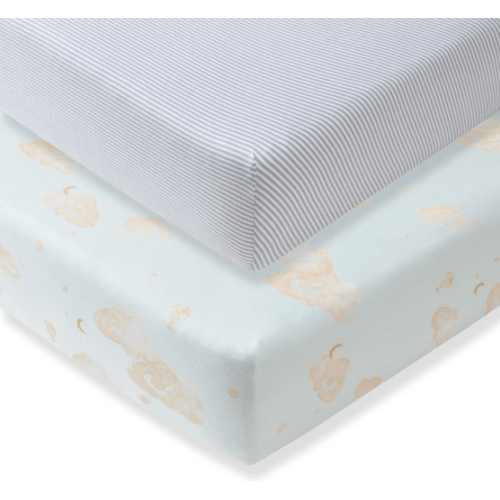 Good Night Sky Organic Cotton Crib Sheets Ice Flow