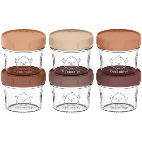 6pk Prep Baby Food Storage Containers, 4 oz Leak-Proof, BPA Free Glass Baby Food Jars for Feeding, Color: Terracotta