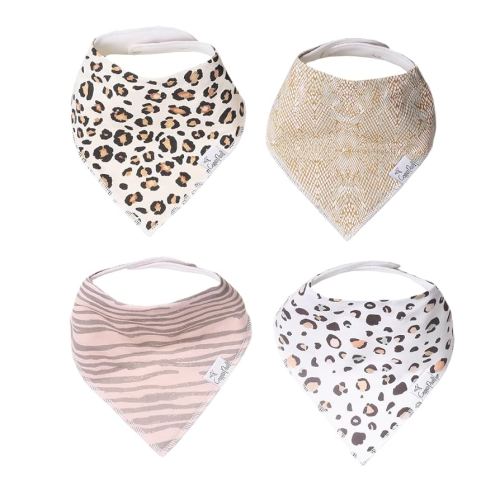 Copper Pearl 4 Pack Soft Cotton Baby Bibs for Drooling and Teething, Absorbent Drool Bibs for Baby Girl and Boy, Adjustable to Fit Newborns to Toddlers, Tons of Styles (Zara)