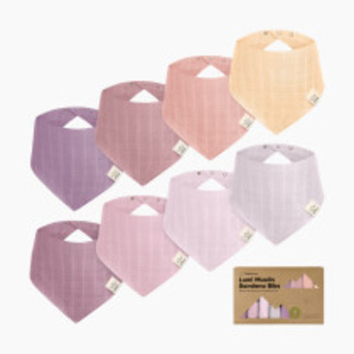 KeaBabies Lumi Muslin Bandana Bibs (8 Pack) - Lavender, 8