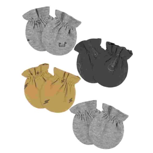 Gerber Baby Boy or Girl Unisex Mittens, 4-Pack, Sizes 0-3 Months