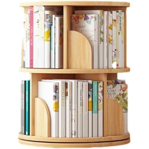 360 ° Rotating Bookshelf, Floor to Ceiling Picture Book Shelf, Simple Bookshelf, Home Storage Bookshelf, Student Storage Bookshelf, Large Capacity Bookshelf, (Two Layers of Shallow Walnut)