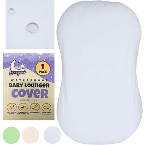 Snugglekid 100% Waterproof Baby Lounger Cover - 2-Ply Organic Cotton Slipcovers Keep Your Lounger Clean & Your Baby Comfy - Machine Washable - (Lounger Not Included) - Gray