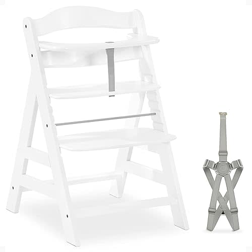 hauck Alpha+ Grow Along Solid Beechwood Highchair with Adjustable Seat, White