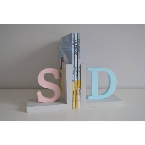 Personalized Baby book ends first initials,Bookend for Kids Room,Baby girl boy Nursery Decor,Bedroom Book stands, Name letter, Newborn gifts