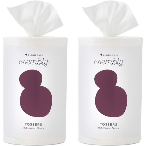 Esembly Tossers - 2 pack – Disposable Bamboo from Viscose Diaper Liners for Cloth Diapers – Earth-Friendly, Fragrance-Free, Chlorine-Free – One Size, 200 Liners (2-Pack of 100-Liner Rolls)