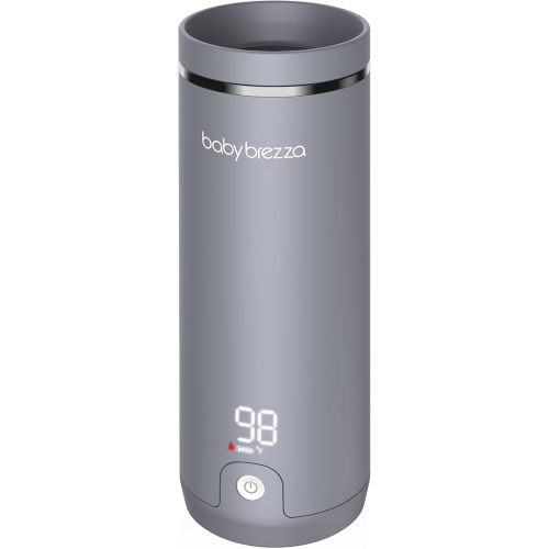 Baby Brezza Superfast Portable Baby Bottle Warmer – 50% Faster - Travel Breastmilk Warmer and Formula Warmer - Safe, Even Heating - Up to 9oz - No Adapters, Grey