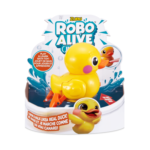 Robo Alive Junior Little Duck Battery-Powered Bath Toy by ZURU, for Child, Teens