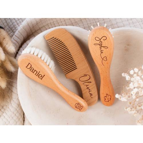 Personalized Wooden Baby Hairbrush,Custom Engraved Name Brush Keepsake Gift,Baby Shower,New Mom Gift,Baby Girl Gift,Baby Boy Gift, Newborn
