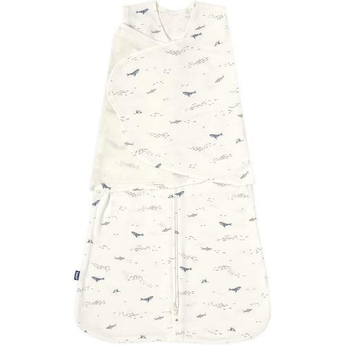HALO 100% Cotton Sleepsack Swaddle, 3-Way Adjustable Wearable Blanket, TOG 1.5, Ocean Life, Newborn, 0-3 Months
